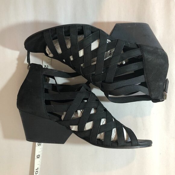 Eileen Fisher Oodle Criss Cross Sandals Women's Size 7.5 Black  Open Toe Heels - Picture 8 of 9
